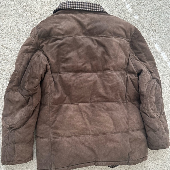 Kiton Napoli brown suede pelle leather puffer coat size 50 - Picture 6 of 10